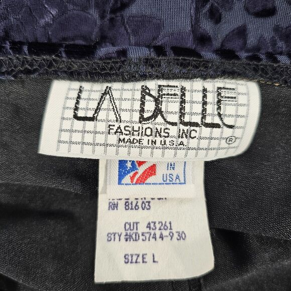 Vintage 90s Whimsigoth La Belle Fashions Velvet Burnout Floral Slip Dress Size L - Picture 3 of 7